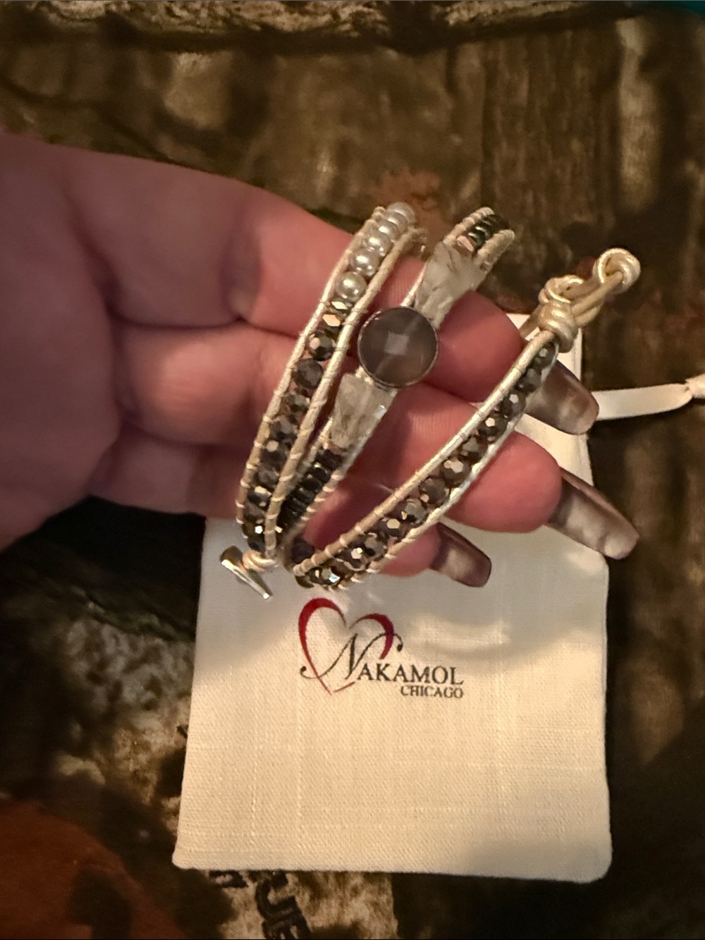 Nakamol Multi-Strand Brown and Gold Wrap Bracelet